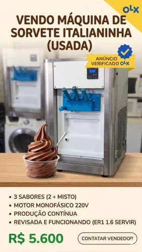 Máquina De Sorvete Italianinha 3 Sabores (2 + Misto) 220v
