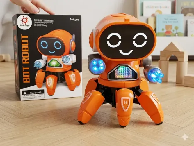 Brinquedo Robô Dançante Multicolorido inteligente com luzes e seis pernas