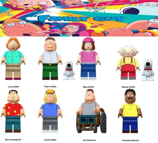 Minifigures Família da Pesada - Peter, Lois, Stewie, Chris e Brian 5cm