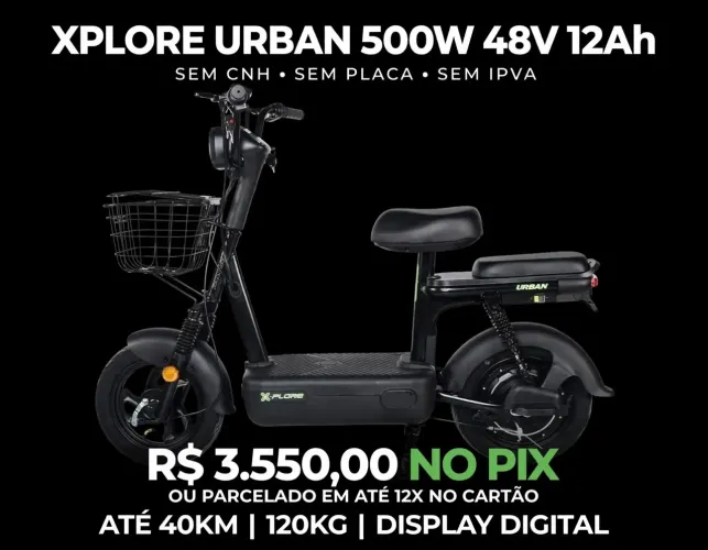Bicicleta Scooter Elétrica Xplore 48v/ 12ah 500w Sem Cnh Preto