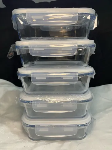 Kit 5 potes de vidro herméticos com tampa