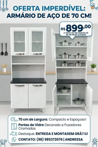 Armário de aço ideal para cozinha ou lavanderia entrega e montagem grátis promoção