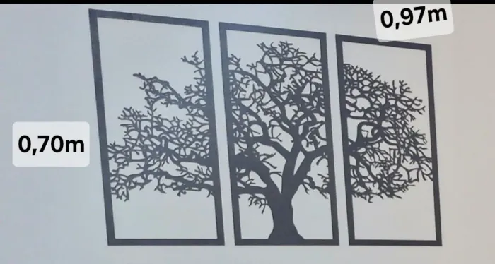 Trio de quadros decorativos vazado Árvore da Vida