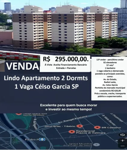 Imóvel para venda tem 57 metros quadrados com 2 quartos em Brás - São Paulo - SP