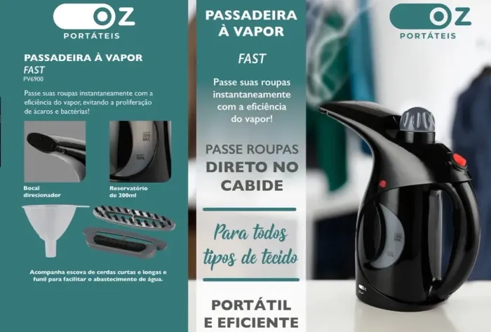 Vaporizador De Roupa Vapor Fast Portátil Preto Pv6900 Oz Preto 127v