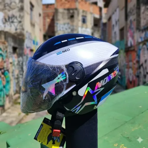 Capacete Aberto Novo Norisk Argentina Grand Prix Holográfico Viseira Fumê - Varias cores