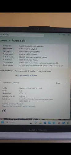 ASUS VivoBook 8GB RAM | 238GB de armazenamento | Windows 11