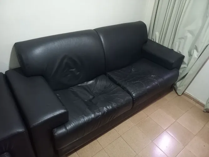 Sofa de couro 2 peças 
