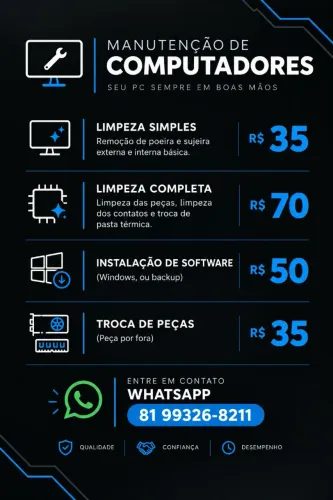 Manutenção de Computadores e Notebooks | Limpeza e Formatação