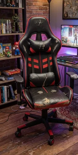 Cadeira gamer preta e vermelha
