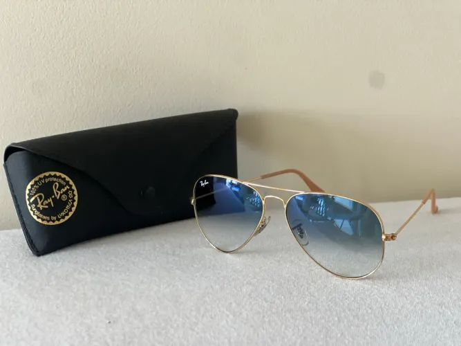 Óculos de Sol Ray-Ban Aviator RB3025 l Dourado Lente Azul Degrade