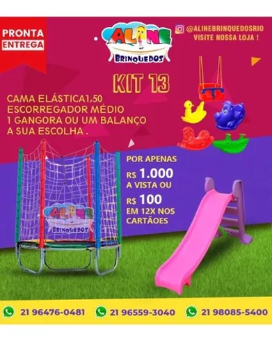 Cama elástica escorrega gangorra
