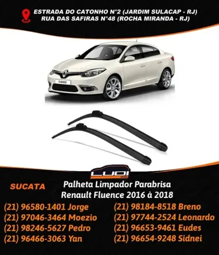 Palheta Limpador Parabrisa Renault Fluence 2016 à 2018