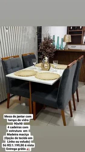 Mesa de jantar com 4 cadeiras SOMOS LOJA