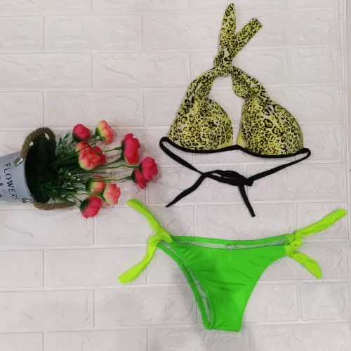 Biquine Adulto Top Básico - Verde E Preto
