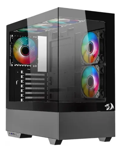Gabinete Gamer Redragon Reflect Pro Preto Vidro Mid Tower Preto