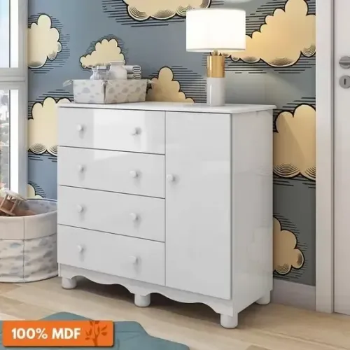Comoda Infantil Junior com Porta, 100% MDF - Peroba