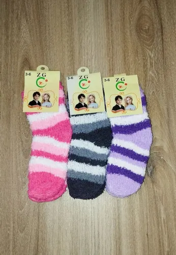 Kit 3 Pares de Meias Infantil Bebê Térmica Kids Peluciada Frio Inverno Lã Menino Menina