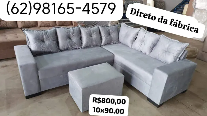 Sofá de Canto em Suede - Novo - Direto da Fábrica