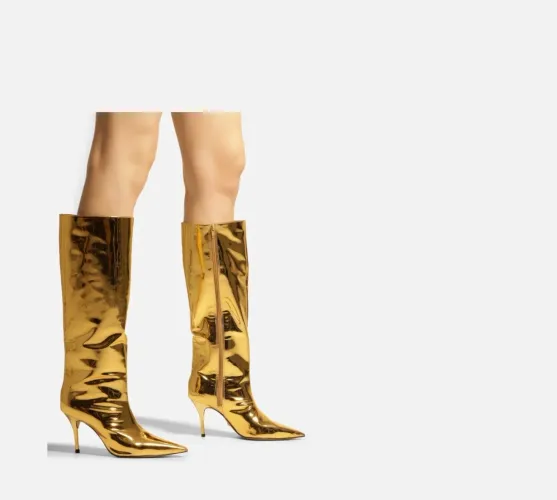 Bota Dourada Cano Longo Salto Fino Arezzo
