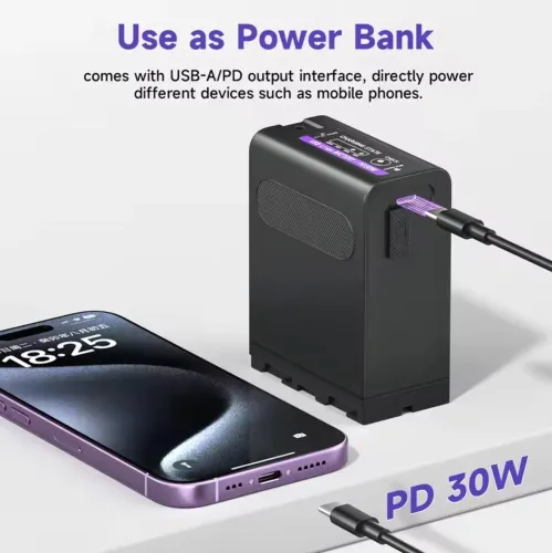 Bateria para iluminação Led 11800mAh NP-F980 (encaixe Sony) - Recarregável USB