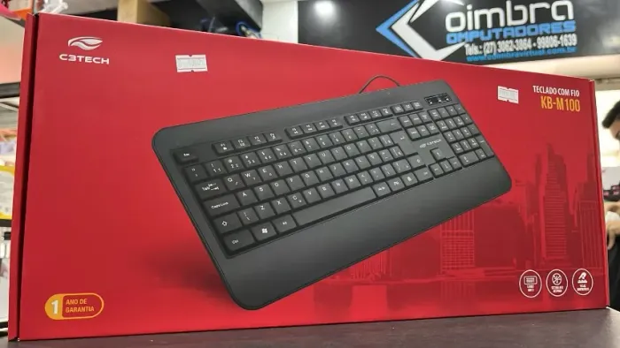 Teclado Com Fio C3Tech Kb-M100Bk, Multimídia, Usb, Abnt2 Loja Coimbra Comutadores -Entrega