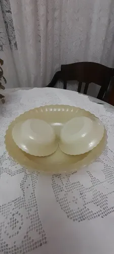 SALADEIRA E 2 POTINHOS DE SOBREMESA COLOREX 