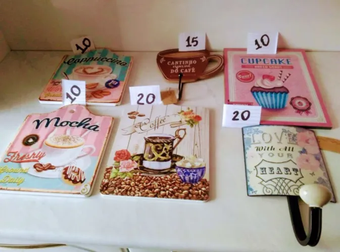 Placas Decorativas Café, Cupcake e Amor