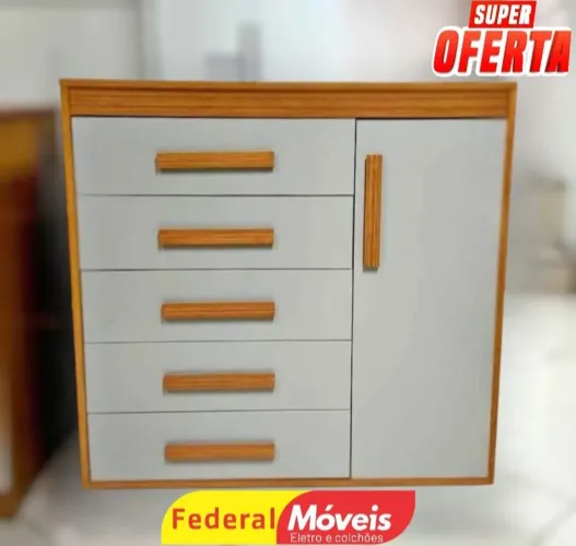 Cômoda 5 Gavetas e 1 Porta Nova - Organização com Estilo!