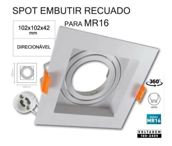 Spot Embutir Recuao MR16 Direcionável com a lâmpada.