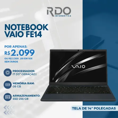 Notebook VAIO FE14 Intel Core i7 10ª Geração 8GB RAM SSD 256GB Tela 14 - Notebook potente!
