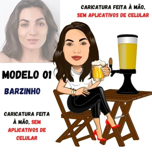 Caricatura -  Mulher bebendo chopp