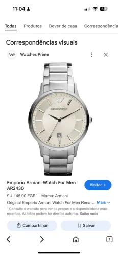 Relógio Empório Armani, Masculino, pulseira prateado em aço,
