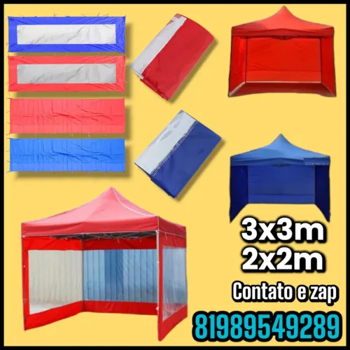 Tenda sanfonada com as 3 laterais 2x2m ou 3x3m azul ,vermelho ,verde e preta 