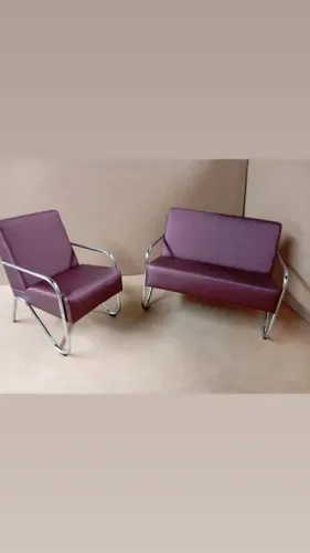 Conjunto de Poltronas e Sofá Vintage em Metal Cromado