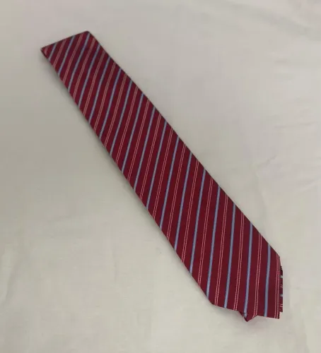 Gravata Hugo Boss vermelho listrado Slim Ótimo Estado 