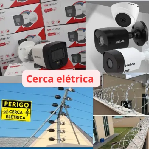Cerca concertina, cerca elétrica, câmera de segurança, alarme, motor de portão 