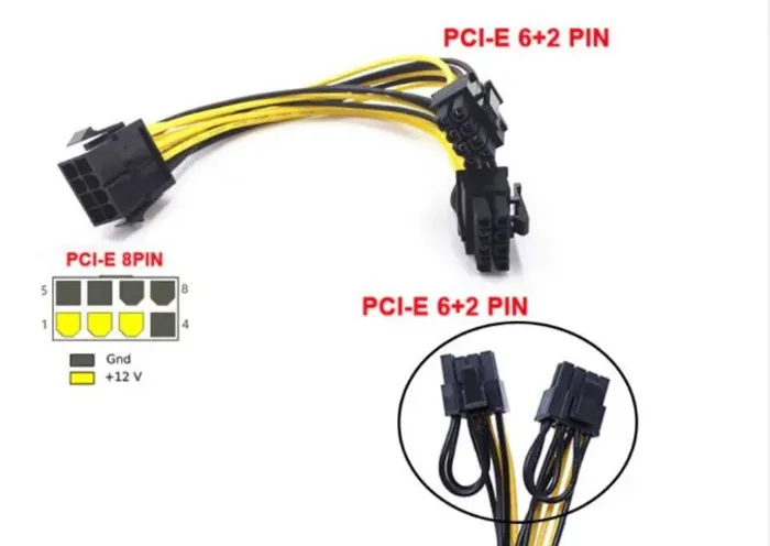 Adaptador 8 Pinos para 2 saidas 8 Pinos(6+2) - Pra Placas de Video