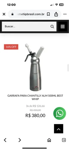 Garrafa para Chantilly Alm 500ml Best Whip