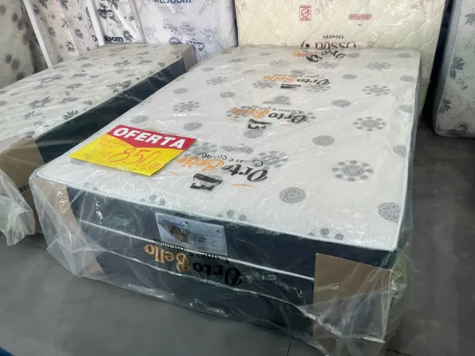 Cama Box Conjugada Casal molas ensacadas com pés madeira temos loja física!!