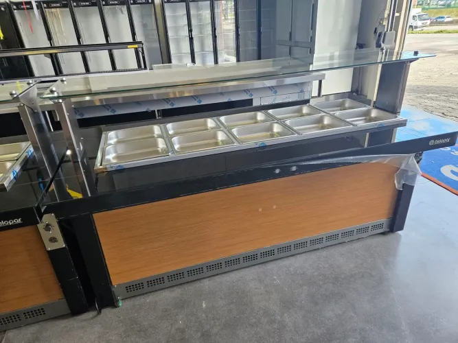 buffet aquecido preto 10 cubas 2m novo a pronta entrega