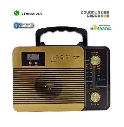 Radio AM / FM 3 Bandas Bluetooth entrada pen drive com Lanterna RETRO MO-MO-602t
