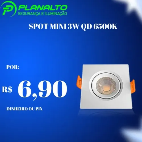 Spot quadrado  mini 3w 6500k 