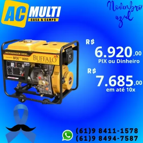 Gerador a Diesel 6.5 kva BFDE 8000 partida Elétrica Com Bateria Buffalo 474cc 4t