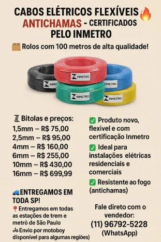 Cabos Elétricos Flexíveis Antichamas - Certificados INMETRO