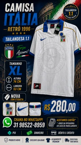 Camisa Seleção Itália Retrô 1996