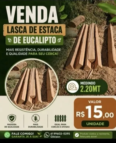 Estaca de eucalipto para cerca lascas