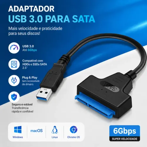 Cabo SATA para SSD/HD 2,5 POLEGADAS