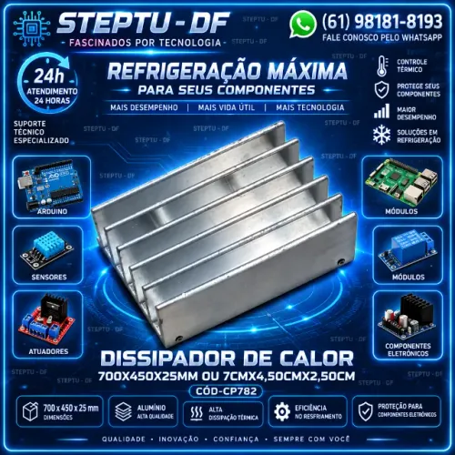 Dissipador De Calor 700x450x25mm Ou 7cmX4,50cmX2,50cm Arduino Automação COD-CP782