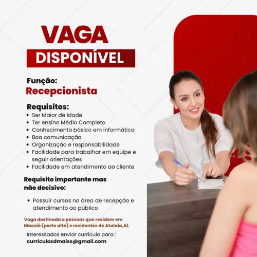 Admite recepcionista